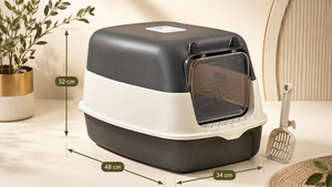 Premium Enclosed Cat Litter Box with Swing Door & Odor Control – 48×34×32 cm