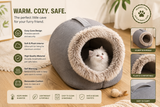 Luxury Self-Warming Cozy Pet Cave Bed – Soft Indoor Cat & Small Dog House