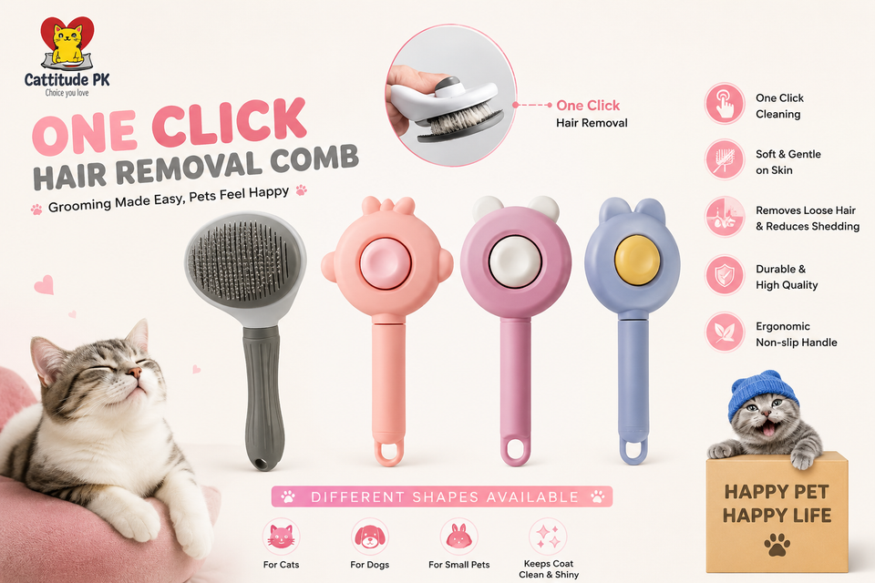 One-Click Self-Cleaning Pet Grooming Brush – Hair Remover Comb for Cats & Dogs