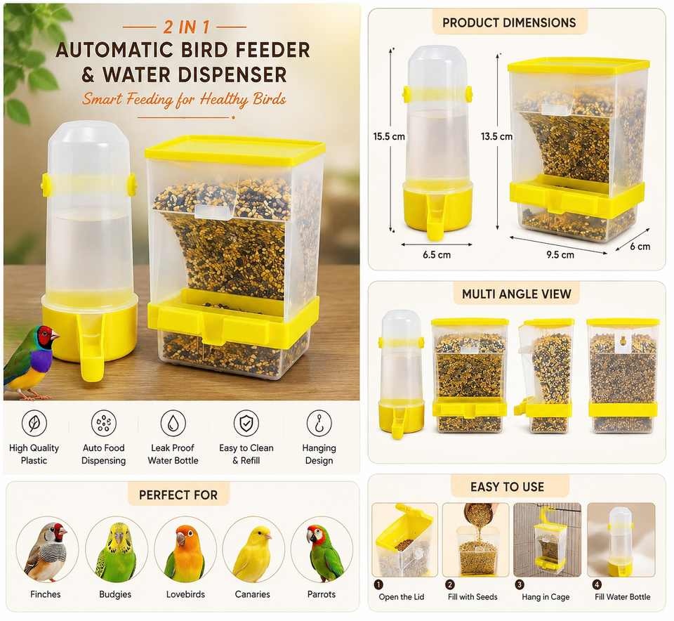 Automatic Bird Feeder & Water Dispenser (2-in-1)