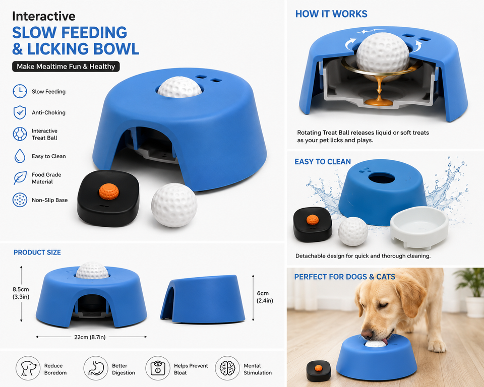 Interactive Slow Feeding & Licking Bowl for Dogs & Cats