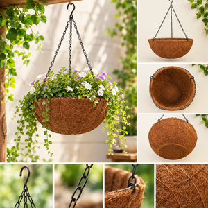 Hanging Coco Coir Basket Planter with Chains