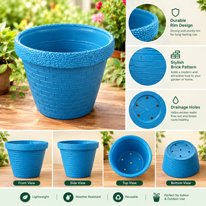 Decorative Plastic Plant Pot with Brick Pattern