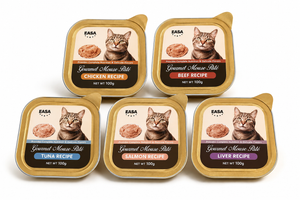 EASA Gourmet Mousse Pâté Cat Food – 5 × 100g | Chicken, Beef & Tuna