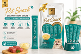 Creamy Cat Treat Sticks – Chicken, Beef & Tuna Flavors | 5 Sticks × 15g (75g)