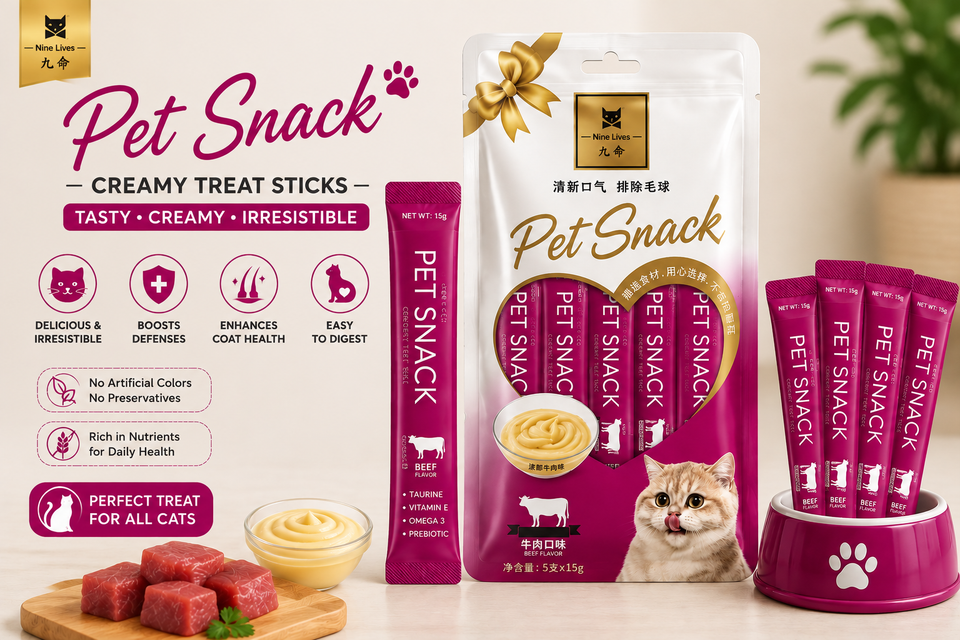 Creamy Cat Treat Sticks – Chicken, Beef & Tuna Flavors | 5 Sticks × 15g (75g)