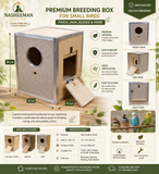 Wooden Bird Breeding Box & Nesting House for Finches, Java & Budgies