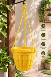 Hanging Plastic Flower Pot with Adjustable Hanger – Decorative Indoor & Outdoor Planter