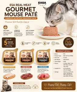 EASA Gourmet Mousse Pâté Cat Food – 5 × 100g | Chicken, Beef & Tuna